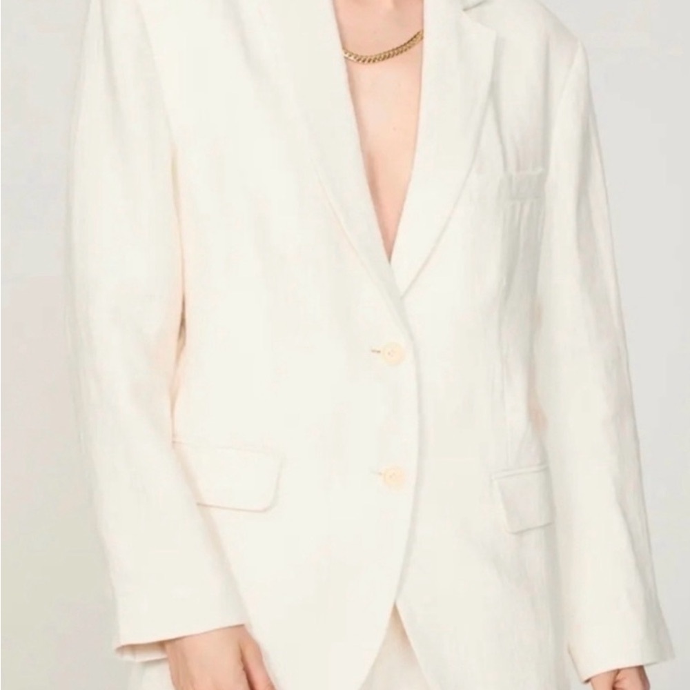 Anine Bing Cream Single-Breasted Blazer